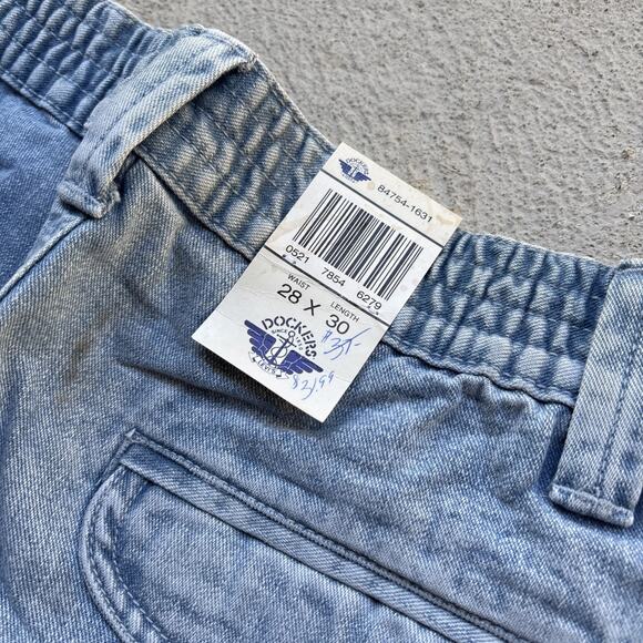 Deadstock 90s Dockers Jeans Mens 28x30 Pleated Denim Levis Cargo Tapered Vintage - Picture 9 of 13